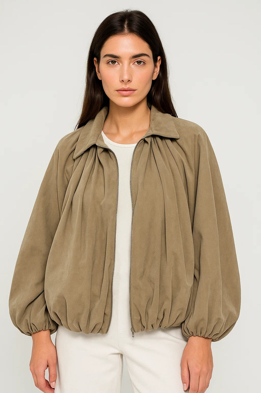 Moderne Kurzjacke | Gemütliche Ballonärmel mit Faltenwurf