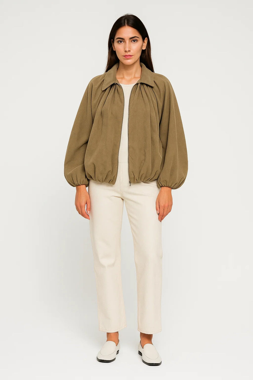 Moderne Kurzjacke | Gemütliche Ballonärmel mit Faltenwurf