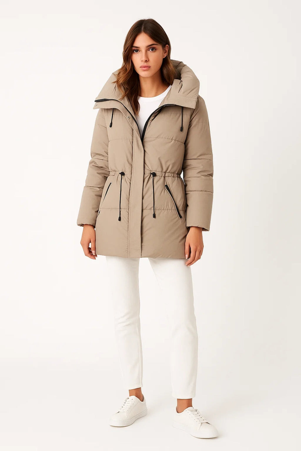 Wattierter Langer Mantel – Gemütlicher Komfort mit Tunnelzug