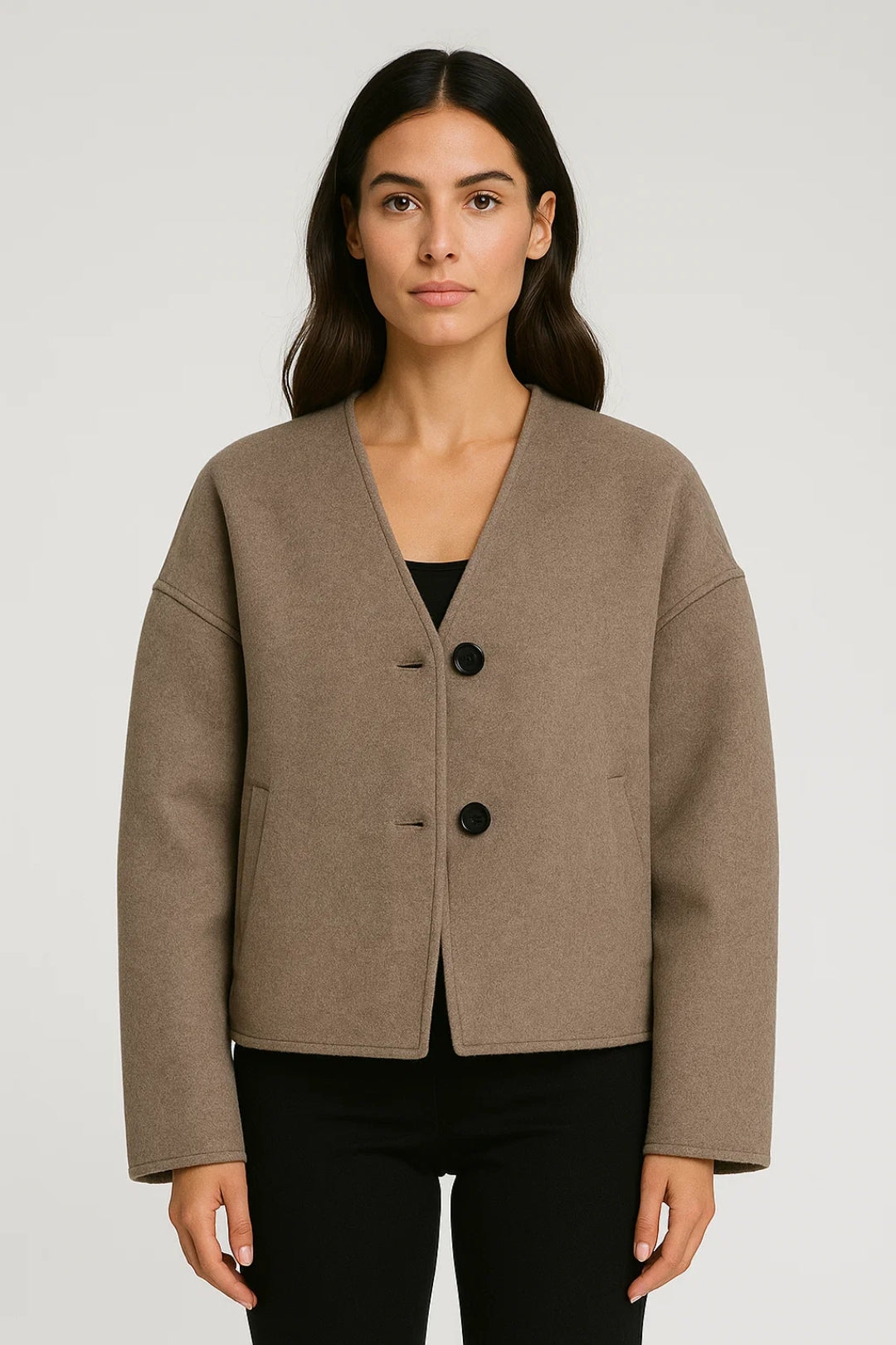 Stylische Kurzjacke mit V-Ausschnitt – Modern & Minimalistisch für Jeden Tag